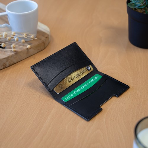 PORTE-CARTES FOLIO AVEC OU SANS ANTI-RFID EN SIMILI-CUIR LISSE MARRON - MADE IN EUROPE - 4