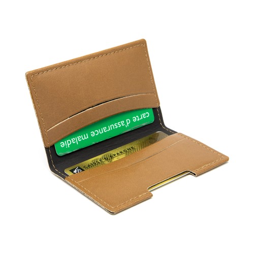 PORTE-CARTES FOLIO AVEC OU SANS ANTI-RFID EN SIMILI-CUIR LISSE MARRON - MADE IN EUROPE