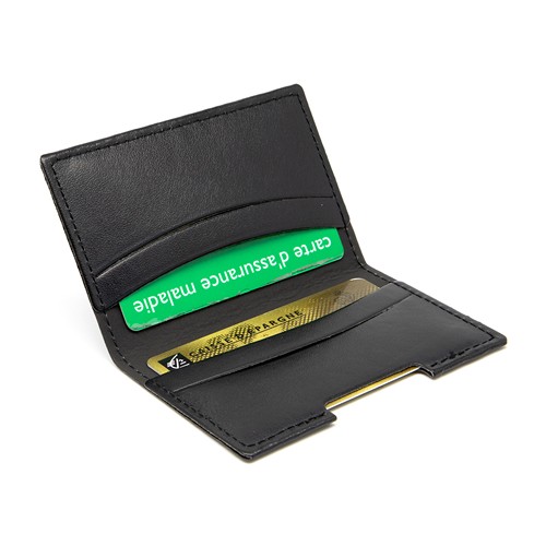 PORTE-CARTES FOLIO AVEC OU SANS ANTI-RFID EN SIMILI-CUIR LISSE MARRON