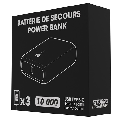 RAITO - BATTERIE DE SECOURS ULTRA SLIM RETRO-ÉCLAIRÉE 10 000 MAH NOIR