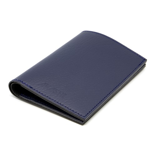 PORTEFEUILLE VERTICAL CUIR RECYCLÉ BLEU MARINE - MADE IN EUROPE