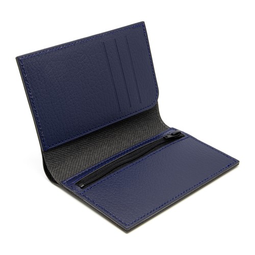 PORTEFEUILLE VERTICAL CUIR RECYCLÉ BLEU MARINE - MADE IN EUROPE