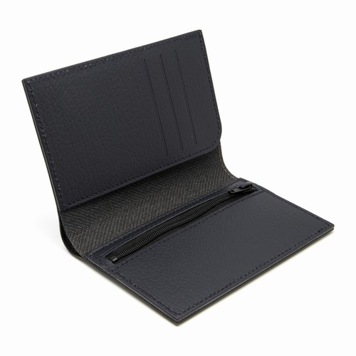 PORTEFEUILLE VERTICAL CUIR RECYCLÉ BLEU MARINE - MADE IN EUROPE