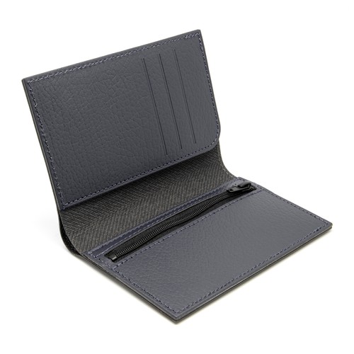 PORTEFEUILLE VERTICAL CUIR RECYCLÉ BLEU MARINE - MADE IN EUROPE - 2