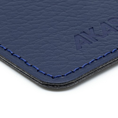 PORTEFEUILLE VERTICAL EN CUIR RECYCLÉ BLEU MARINE