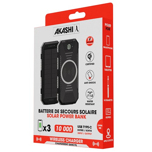 TAIYO - BATTERIE DE SECOURS SOLAIRE RENFORCEE ANTI-CHOCS 10 000 MAH