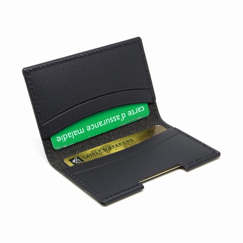 PORTE-CARTES FOLIO AVEC OU SANS ANTI-RFID CUIR RECYCLÉ NOIR - MADE IN EUROPE