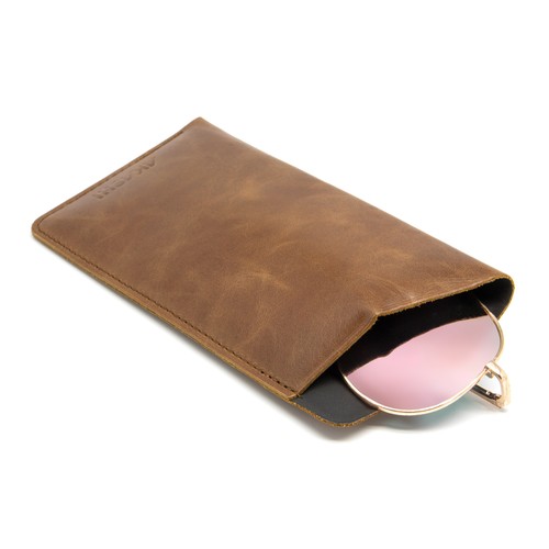 ETUI LUNETTES EN CUIR VERITABLE MARRON FONCE - MADE IN EUROPE