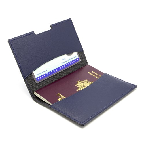 PORTE-PASSEPORT / CARTE GRISE / ASSURANCE CUIR RECYCLÉ GRIS - MADE IN EUROPE - 2