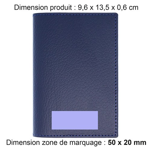 PORTE-PASSEPORT / CARTE GRISE / ASSURANCE CUIR RECYCLÉ BLEU MARINE