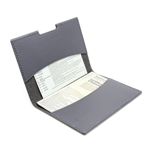 PORTE-PASSEPORT / CARTE GRISE / ASSURANCE CUIR RECYCLÉ BLEU MARINE