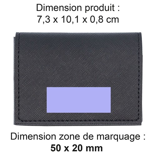 PORTE CARTE VOLET EN SIMILI-CUIR NOIR GRAINE