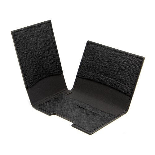 PORTE CARTE VOLET EN SIMILI-CUIR NOIR GRAINE