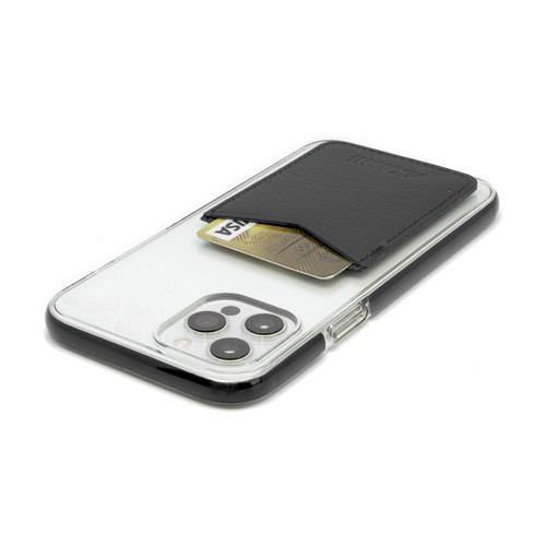 PORTE-CARTE POUR SMARTPHONE AVEC ADHESIF 3M CUIR RECYCLÉ GRIS - MADE IN EUROPE