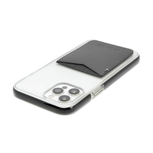 PORTE-CARTE POUR SMARTPHONE AVEC ADHESIF 3M CUIR RECYCLÉ GRIS - MADE IN EUROPE
