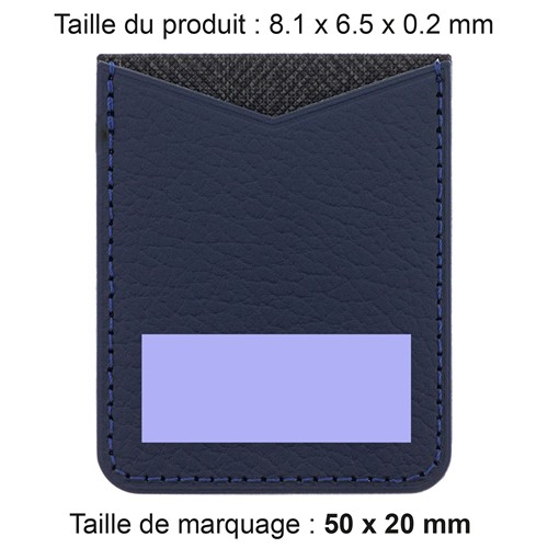 PORTE-CARTE POUR SMARTPHONE AVEC ADHESIF 3M CUIR RECYCLÉ BLEU MARINE