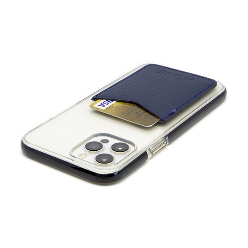 PORTE-CARTE POUR SMARTPHONE AVEC ADHESIF 3M CUIR RECYCLÉ BLEU MARINE
