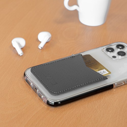 PORTE-CARTE POUR SMARTPHONE AVEC ADHESIF 3M CUIR RECYCLÉ BLEU MARINE