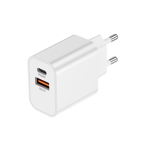 CHARGEUR SECTEUR USB TYPE-C 15W + USB-A - BLANC