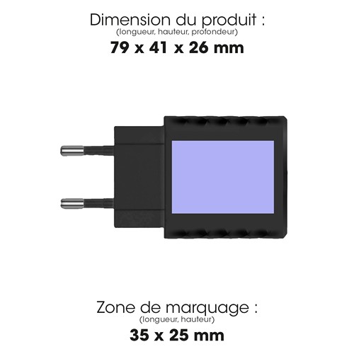 KAKUSHIN - PRISE SECTEUR GAN 20W USB TYPE-C PD + USB-A QC3.0 - NOIR