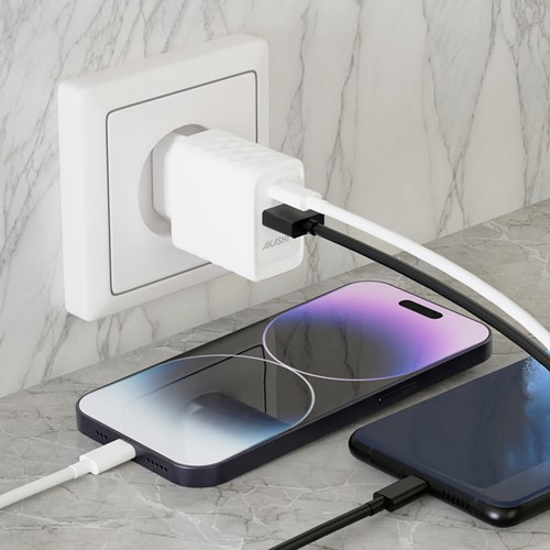 KAKUSHIN - PRISE SECTEUR GAN 20W USB TYPE-C PD + USB-A QC3.0 - NOIR