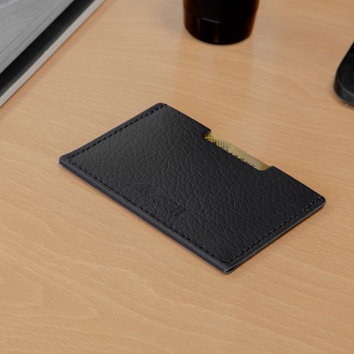 PORTE CARTE SIMPLE CUIR RECYCLÉ BLEU MARINE - MADE IN EUROPE