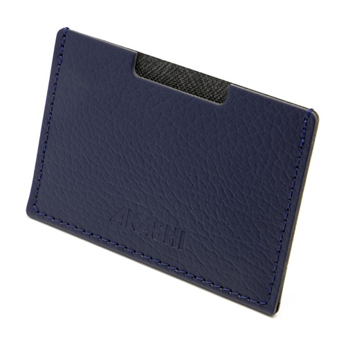 PORTE CARTE SIMPLE CUIR RECYCLÉ BLEU MARINE - 1