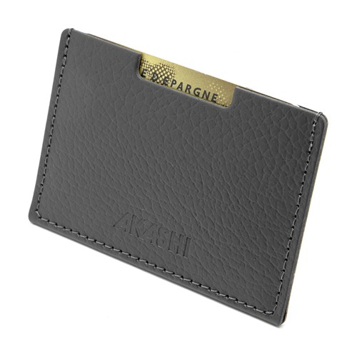 PORTE CARTE SIMPLE CUIR RECYCLÉ BLEU MARINE