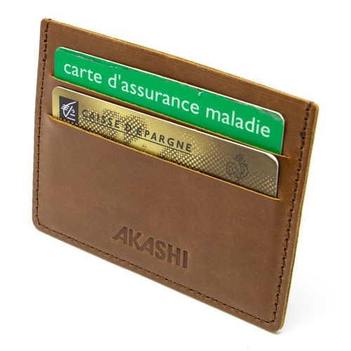 PORTE-CARTES HORIZONTAL AVEC OU SANS ANTI-RFID EN CUIR VERITABLE NOIR - MADE IN EUROPE
