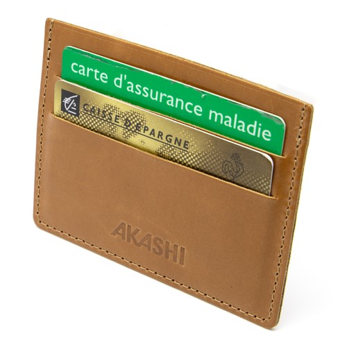 PORTE-CARTES HORIZONTAL AVEC OU SANS ANTI-RFID EN CUIR VERITABLE MARRON FONCE - MADE IN EUROPE - 2