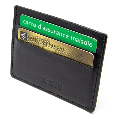 PORTE-CARTES HORIZONTAL AVEC OU SANS ANTI-RFID  EN CUIR VERITABLE MARRON CLAIR