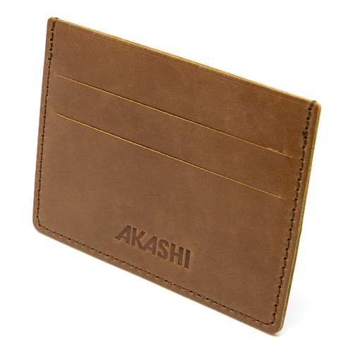 PORTE-CARTES HORIZONTAL AVEC OU SANS ANTI-RFID EN CUIR VERITABLE MARRON CLAIR - 1