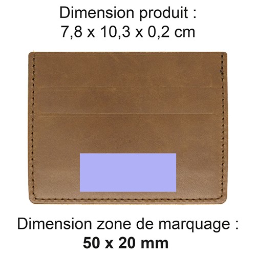 PORTE-CARTES HORIZONTAL AVEC OU SANS ANTI-RFID  EN CUIR VERITABLE MARRON CLAIR