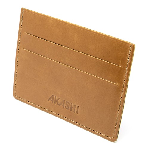 PORTE-CARTES HORIZONTAL AVEC OU SANS ANTI-RFID  EN CUIR VERITABLE MARRON CLAIR