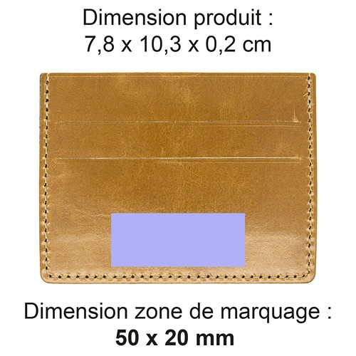 PORTE-CARTES HORIZONTAL AVEC OU SANS ANTI-RFID  EN CUIR VERITABLE MARRON CLAIR