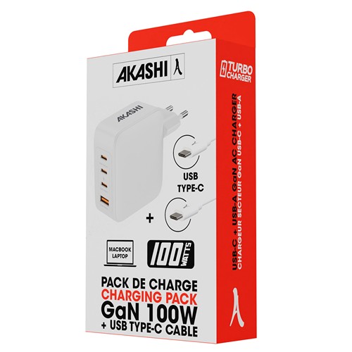 HIMAN - PACK CHARGEUR SECTEUR GAN 100W + CABLE TYPE-C 100W