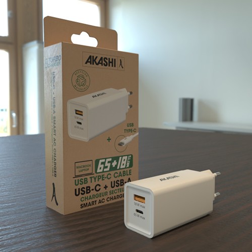 ATSUI - PACK CHARGEUR SECTEUR GAN ECO 67W + CABLE USB-C 67W
