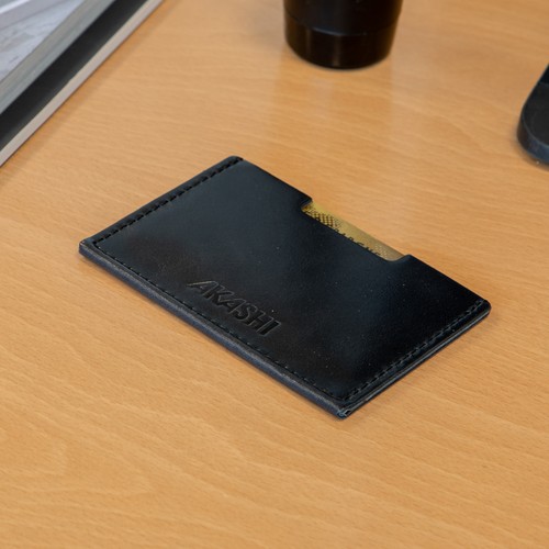PORTE CARTE SIMPLE EN CUIR VERITABLE MARRON FONCE - MADE IN EUROPE