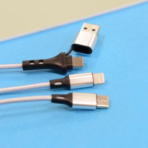 CÂBLE DE CHARGE 4 EN 1 20W EN MATÉRIAUX RECYCLÉS - SILVER - 3