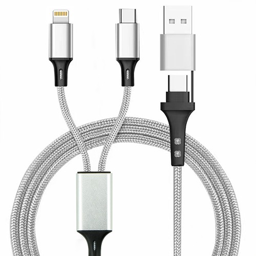 RENKEI - CÂBLE DE CHARGE 4 EN 1 20W EN MATÉRIAUX RECYCLÉS - SILVER