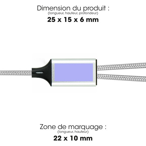 RENKEI - CÂBLE DE CHARGE 4 EN 1 20W EN MATÉRIAUX RECYCLÉS - SILVER
