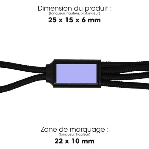 MIJI - CÂBLE COURT 4 EN 1 18 CM À CHARGE RAPIDE 20W EN MATÉRIAUX RECYCLÉS - NOIR