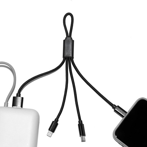 MIJI - CÂBLE COURT 4 EN 1 18 CM À CHARGE RAPIDE 20W EN MATÉRIAUX RECYCLÉS - NOIR
