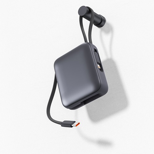 BUSHI - Batterie Powerbank 10,000 mAh avec câbles intégrés à charge rapide 22,5W