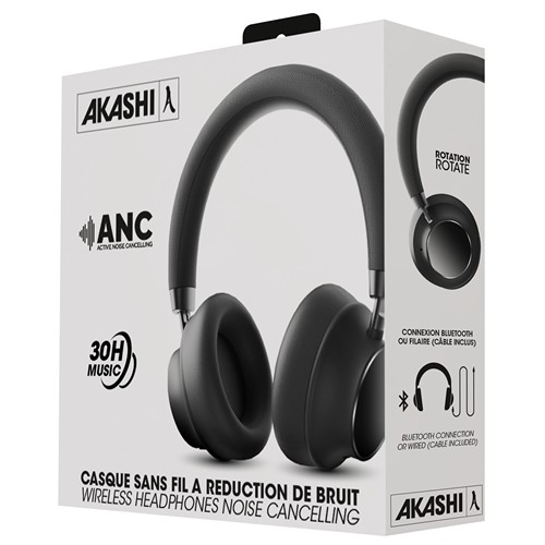 JUNDO - CASQUE À RÉDUCTION DE BRUIT ANC BLUETOOTH SANS FIL NOIR ET ALUMINIUM