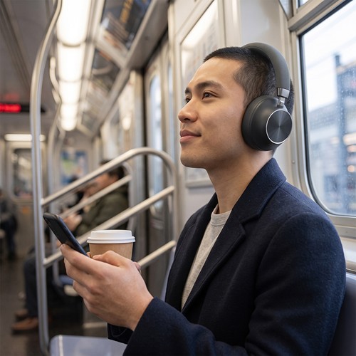 JUNDO - CASQUE À RÉDUCTION DE BRUIT ANC BLUETOOTH SANS FIL NOIR ET ALUMINIUM