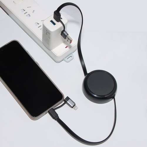 CÂBLE DÉROULEUR 4 EN 1 À CHARGE RAPIDE 20W EN MATÉRIAUX RECYCLÉS - NOIR - 2