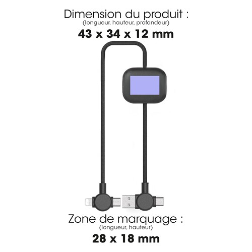 OKI - CÂBLE LONG 4 EN 1 À CHARGE ULTRA-RAPIDE 60W & TRANSFERT DE DONNÉES