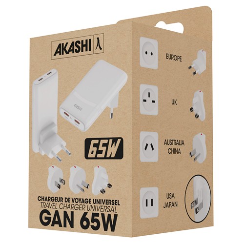 PASO - CHARGEUR SECTEUR 65W UNIVERSEL - EU/US/UK/AUS