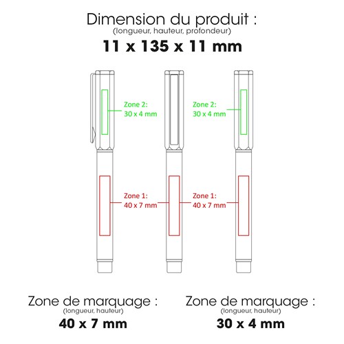 HEXA - Stylo à bille roulante en acier inoxydable recyclé